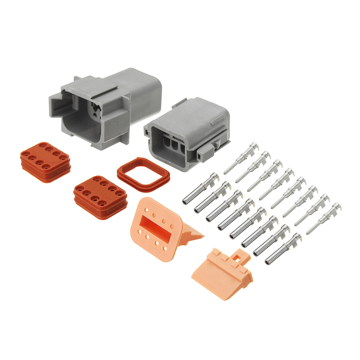 Deutsch-DTM-8-pin-Connector-Kit-Male-amp-Female-Connectors-Plug-14-16AWG-Nickel-1302951