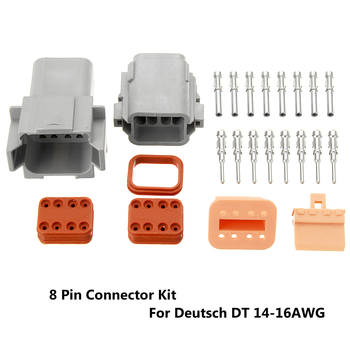 Deutsch-DTM-8-pin-Connector-Kit-Male-amp-Female-Connectors-Plug-14-16AWG-Nickel-1302951