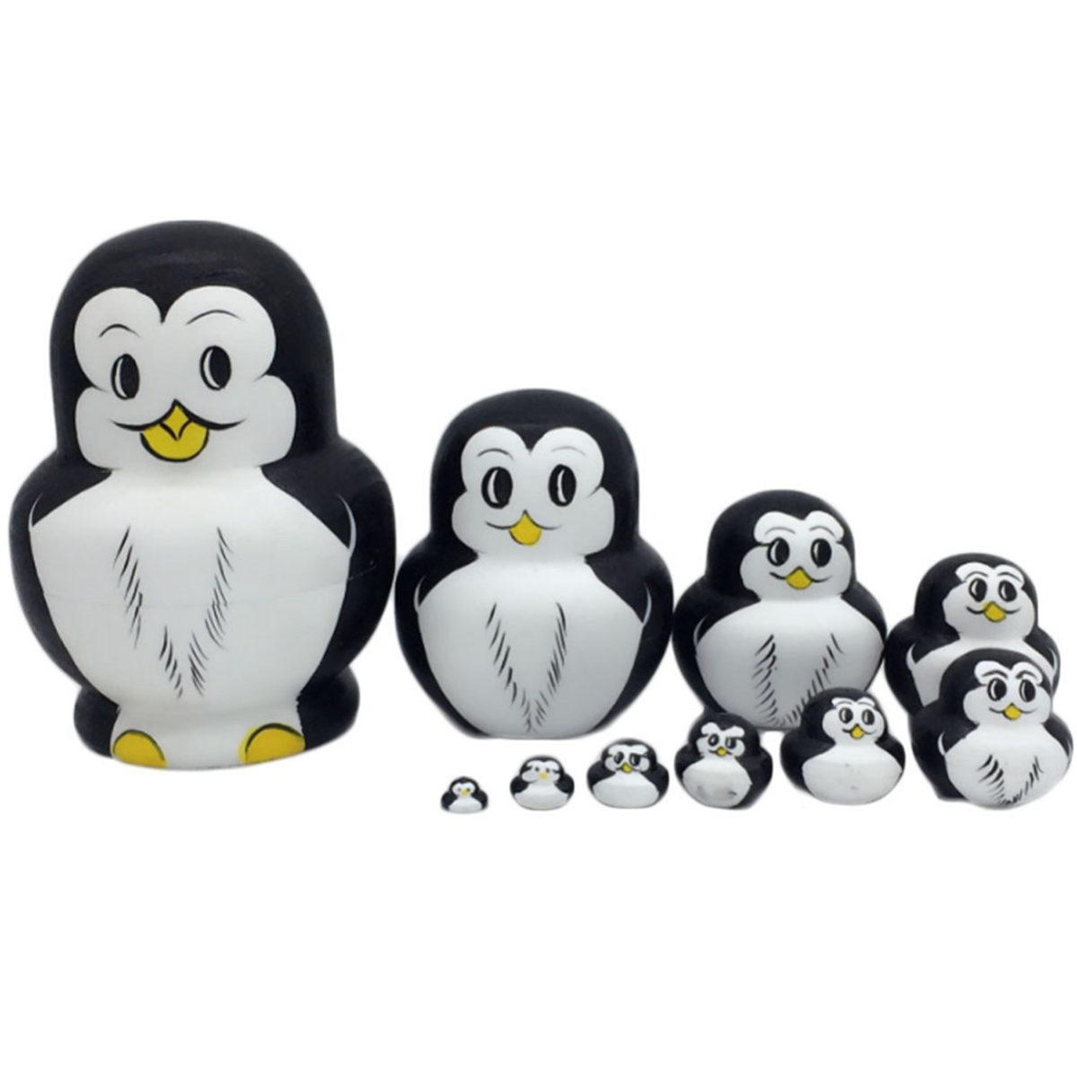 10-Pcs-Wooden-Penguin-Animal-Hand-Painted-Russian-Nesting-Doll-Decor-Gifts-Toy-1318239