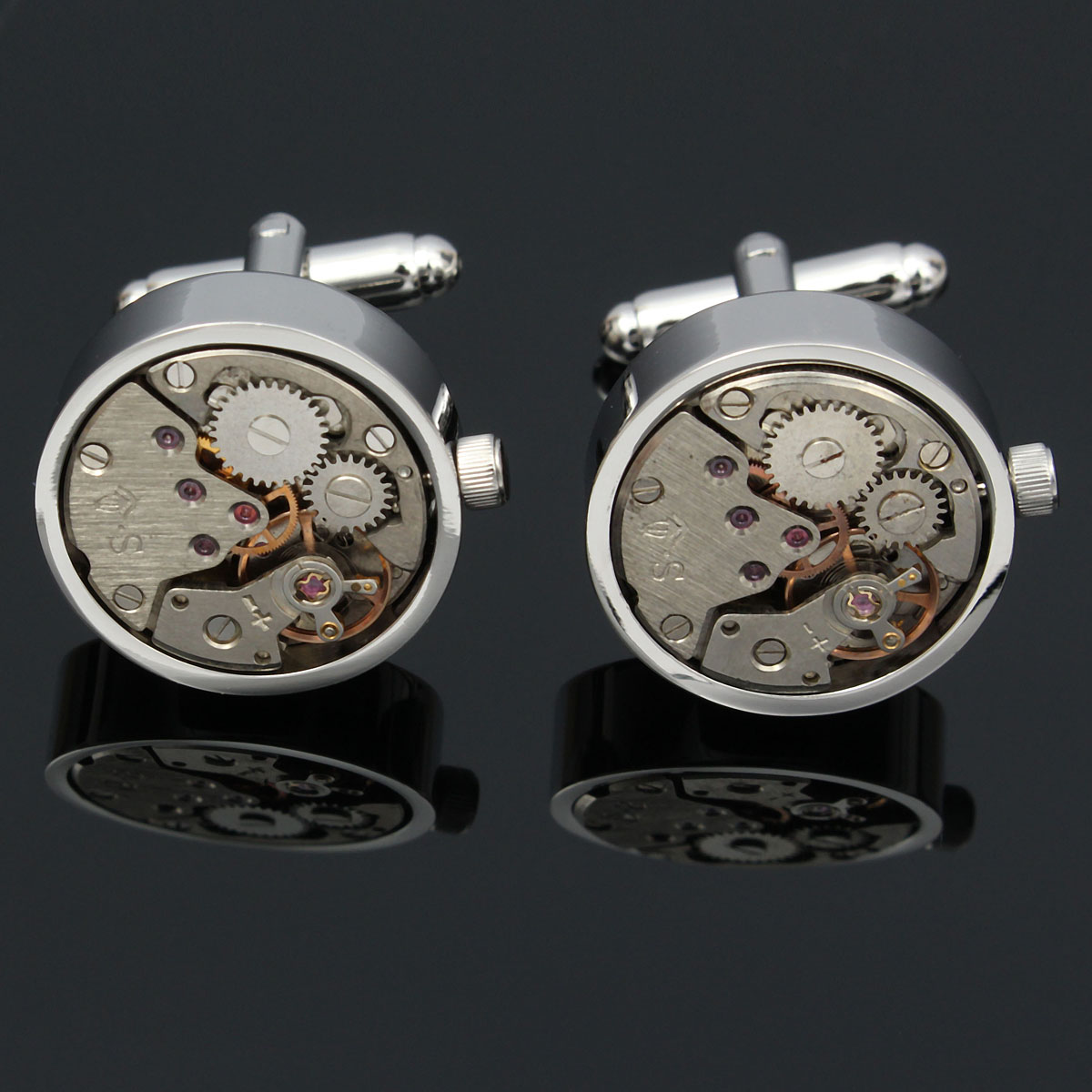 Men-Male-Silver-Mechanical-Watch-Pattern-Cuff-Links-Wedding-Gift-Suit-Shirt-Accessories-1024642