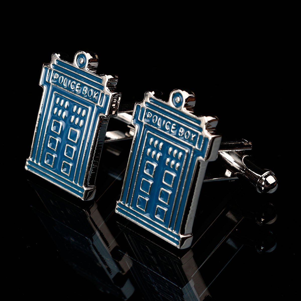 Men-Male-Silver-Police-Box-Pattern-Blue-Enamel-Cuff-Links-Wedding-Gift-Suit-Shirt-Accessories-1024615