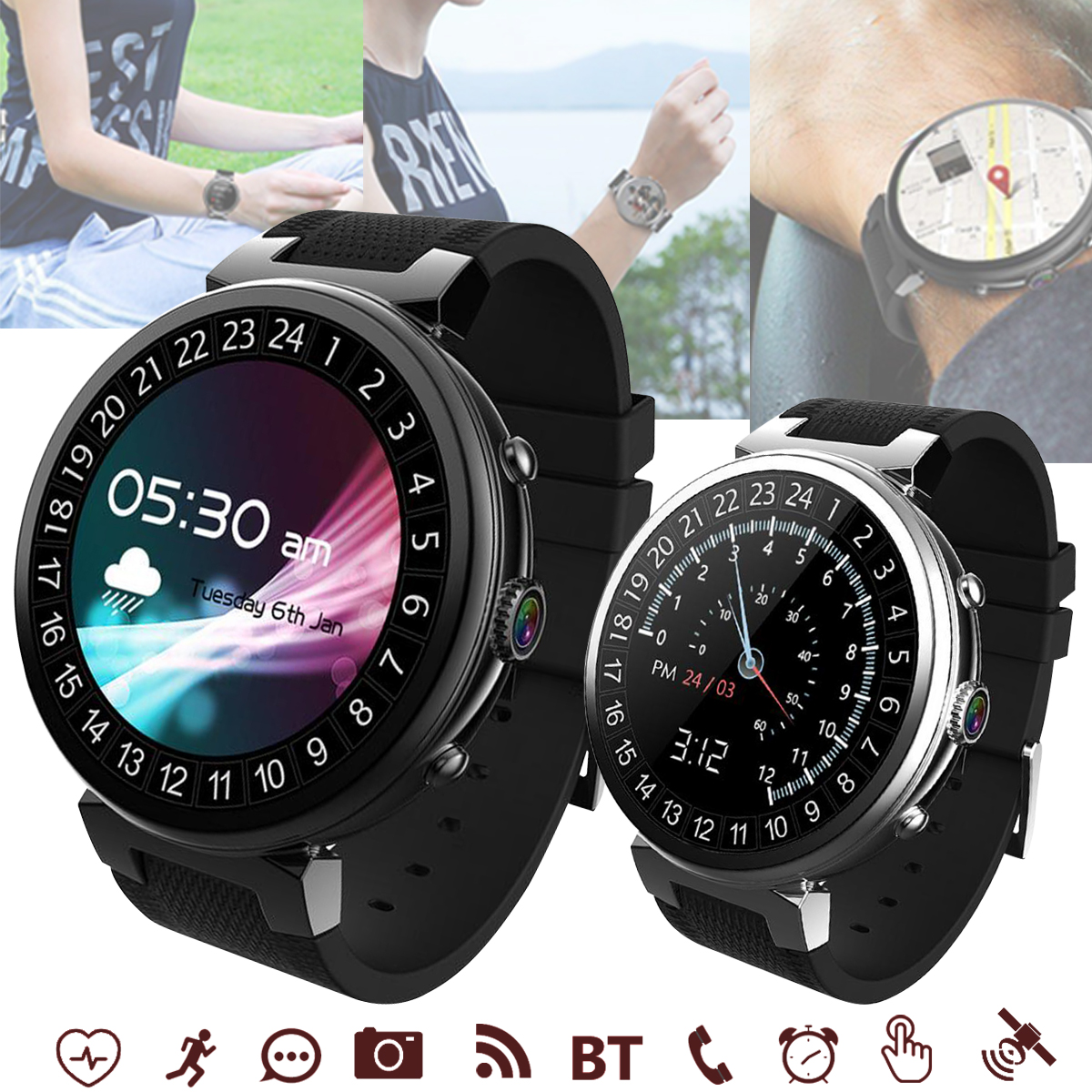 3G-Android-51-216GB-WIFI-Bluetooth-SIM-GSM-GPS-Camera-Heart-Rate-Smart-Watch-1252333