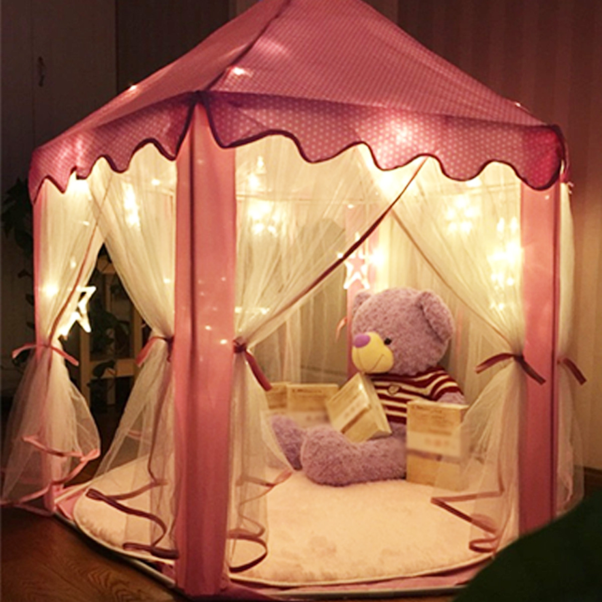 Children-Kids-Play-House-Outdoor-Indoor-Game-Toys-Tent-Girls-Pink-Princess-Castle--Pad-Mat-1265244