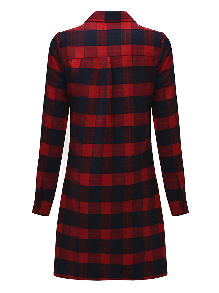 Casual-Lady-Plaid-Print-Asymmetrical-Long-Sleeve-Shirt-1137235