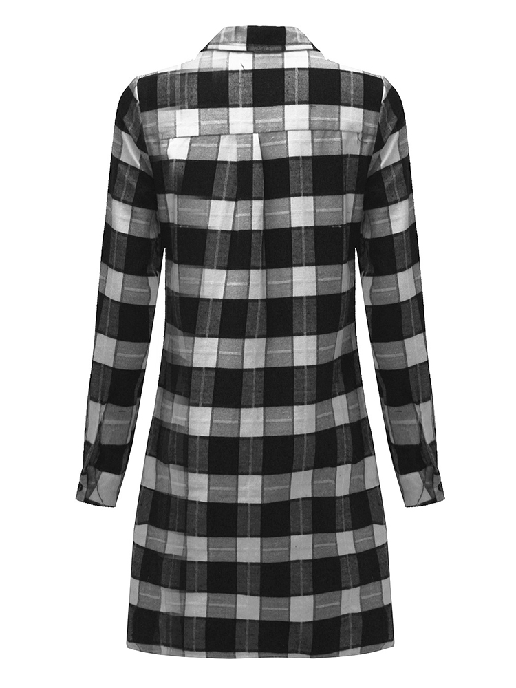 Casual-Lady-Plaid-Print-Asymmetrical-Long-Sleeve-Shirt-1137235