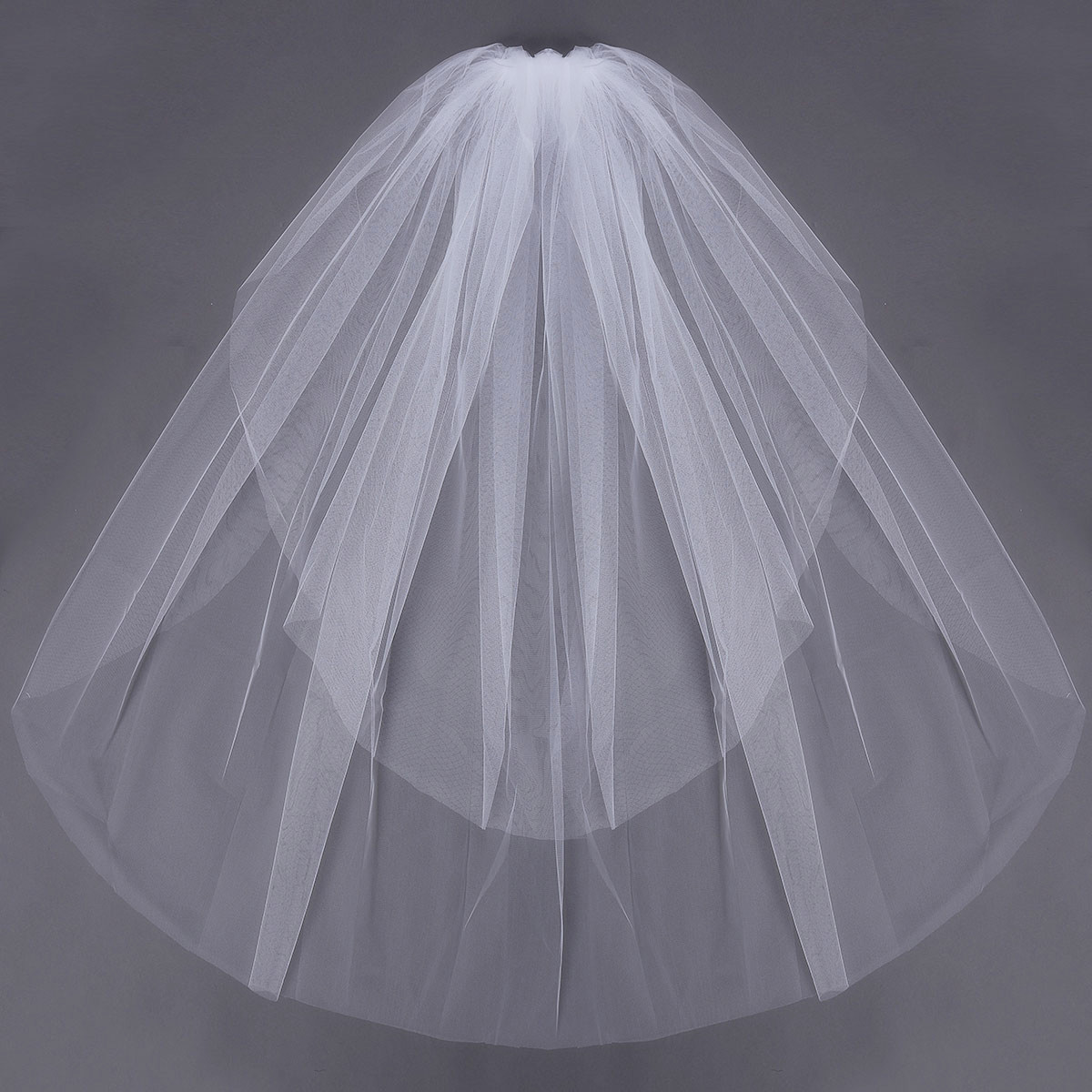 2-Layers-Bride-White-Ivory-Bridal-Elbow-Length-Cut-Edge-Wedding-Veil-With-Comb-1025634