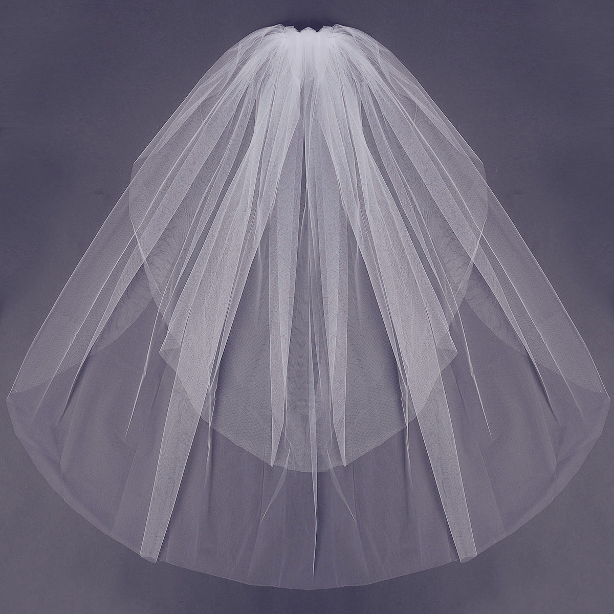 2-Layers-Bride-White-Ivory-Bridal-Elbow-Length-Cut-Edge-Wedding-Veil-With-Comb-1025634